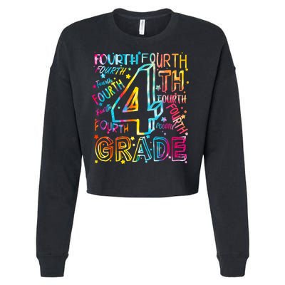 Fourth Grade 4th Grade Tie Dye Word Art Cropped Pullover Crew