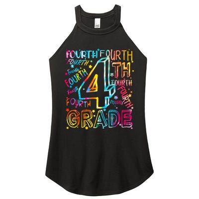 Fourth Grade 4th Grade Tie Dye Word Art Women's Perfect Tri Rocker Tank