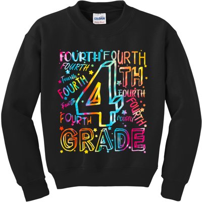 Fourth Grade 4th Grade Tie Dye Word Art Kids Sweatshirt