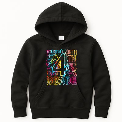 Fourth Grade 4th Grade Tie Dye Word Art Kids Hoodie