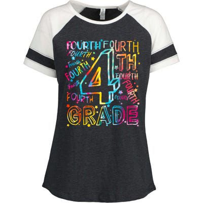 Fourth Grade 4th Grade Tie Dye Word Art Enza Ladies Jersey Colorblock Tee