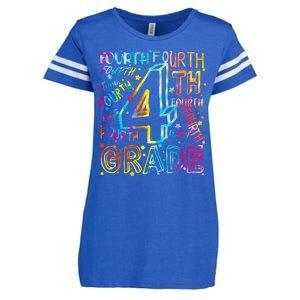 Fourth Grade 4th Grade Tie Dye Word Art Enza Ladies Jersey Football T-Shirt