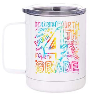 Fourth Grade 4th Grade Tie Dye Word Art 12 oz Stainless Steel Tumbler Cup