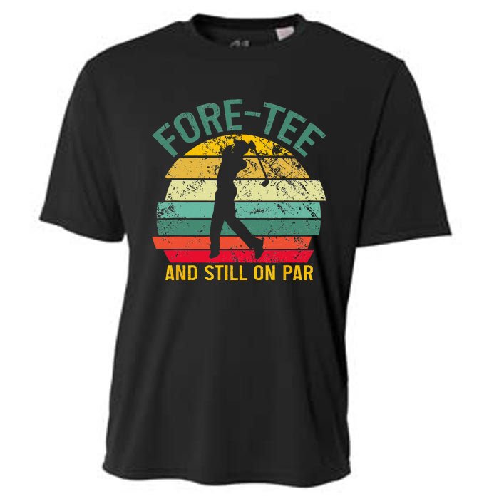 Funny Golf 40th Birthday Retro Foretee And Still On Par Cooling Performance Crew T-Shirt