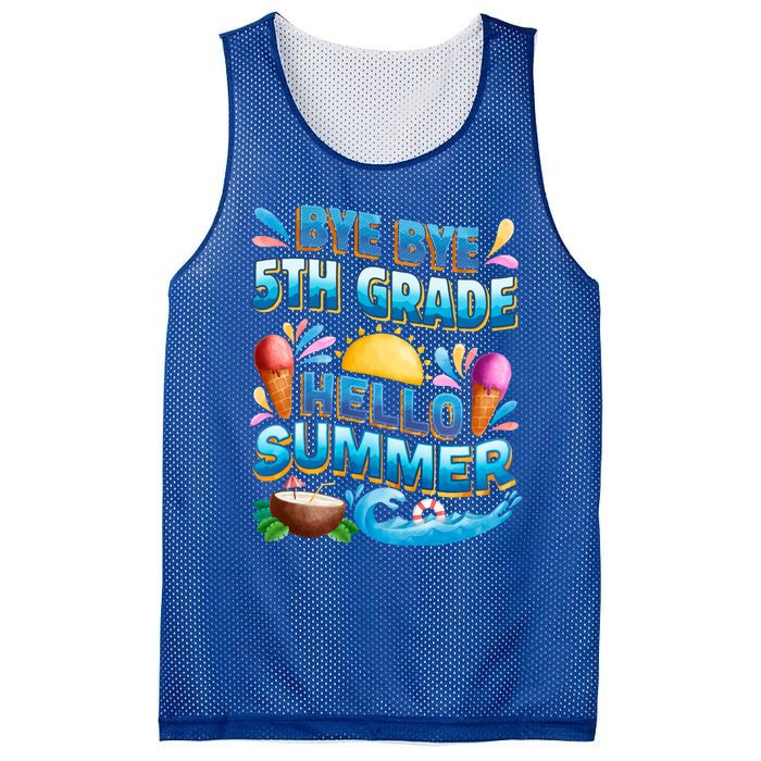 Funny Goodbye 5th Grade Hello Summer Gift Mesh Reversible Basketball Jersey Tank