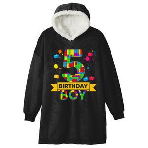 Funny Gift 5 Year Old Building Blocks Birthday Hooded Wearable Blanket