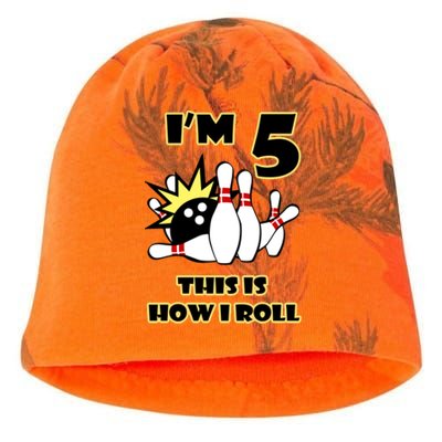 Funny Gift 5 Year Old Bowling Gift This Is How I Roll 5th Birthday Gift Kati - Camo Knit Beanie