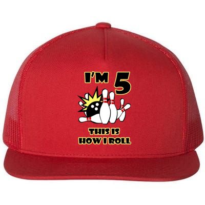 Funny Gift 5 Year Old Bowling Gift This Is How I Roll 5th Birthday Gift Flat Bill Trucker Hat