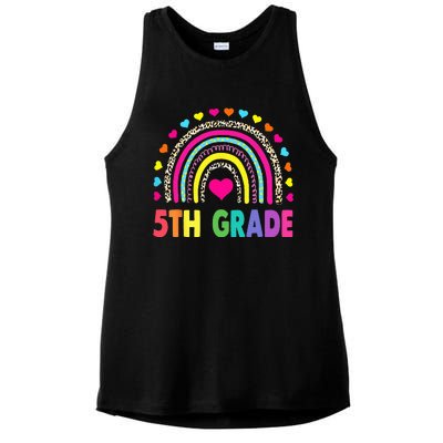 Fifth Grade 5th Grade Rainbow Teachers Back To School Ladies PosiCharge Tri-Blend Wicking Tank