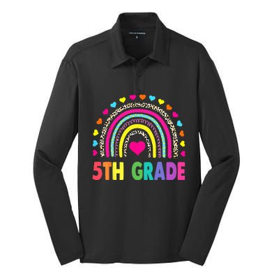 Fifth Grade 5th Grade Rainbow Teachers Back To School Silk Touch Performance Long Sleeve Polo