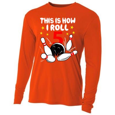 Funny Gift 5 Year Old Bowling Gift This Is How I Roll 5th Birthday Boys Gift Cooling Performance Long Sleeve Crew