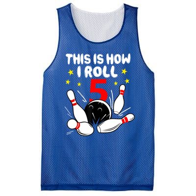 Funny Gift 5 Year Old Bowling Gift This Is How I Roll 5th Birthday Boys Gift Mesh Reversible Basketball Jersey Tank