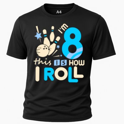 Funny Gift 8th Birthday Bowling Gift I'm 8 Eight This Is How I Roll Funny Gift Performance Shirt
