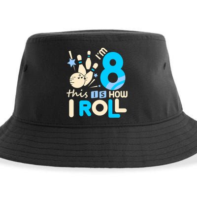 Funny Gift 8th Birthday Bowling Gift I'm 8 Eight This Is How I Roll Funny Gift Sustainable Bucket Hat