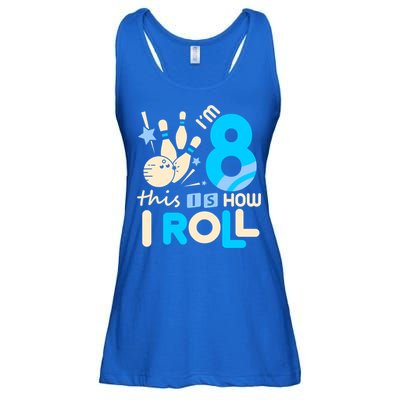 Funny Gift 8th Birthday Bowling Gift I'm 8 Eight This Is How I Roll Funny Gift Ladies Essential Flowy Tank