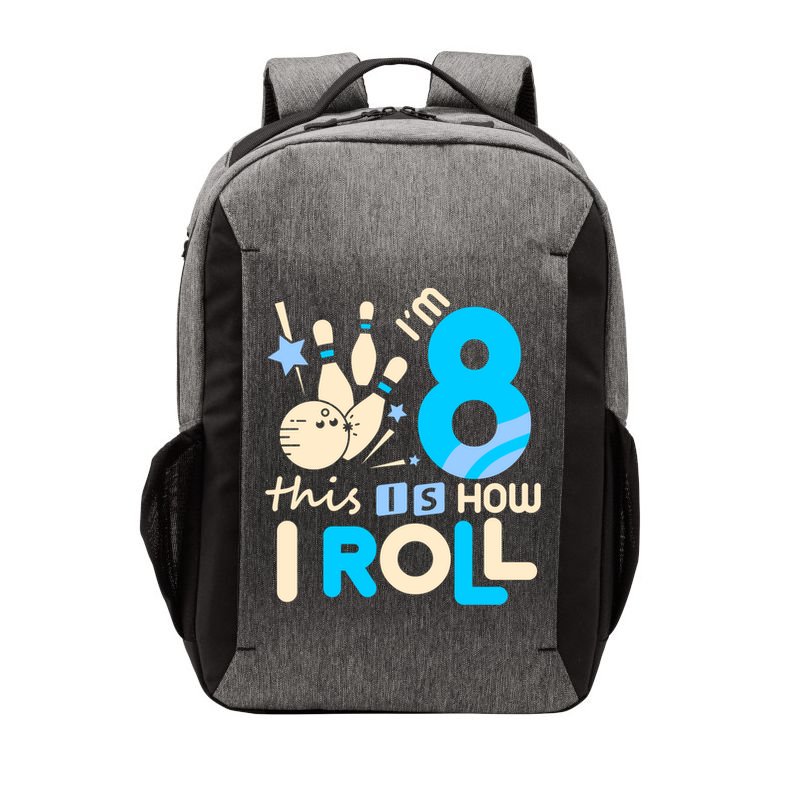 Funny Gift 8th Birthday Bowling Gift I'm 8 Eight This Is How I Roll Funny Gift Vector Backpack
