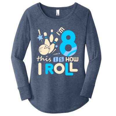 Funny Gift 8th Birthday Bowling Gift I'm 8 Eight This Is How I Roll Funny Gift Women's Perfect Tri Tunic Long Sleeve Shirt