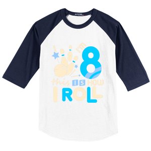 Funny Gift 8th Birthday Bowling Gift I'm 8 Eight This Is How I Roll Funny Gift Baseball Sleeve Shirt