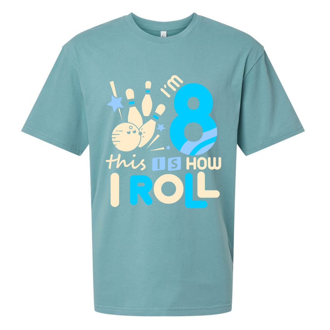 Funny Gift 8th Birthday Bowling Gift I'm 8 Eight This Is How I Roll Funny Gift Sueded Cloud Jersey T-Shirt