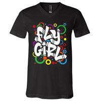 Fly Girl 80s 90s Old School Bgirl Hip Hop V-Neck T-Shirt