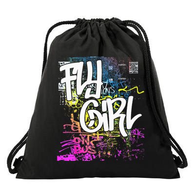 Fly Girl 80s 90s Rap BGirl Old School Hip Hop Graffiti Drawstring Bag