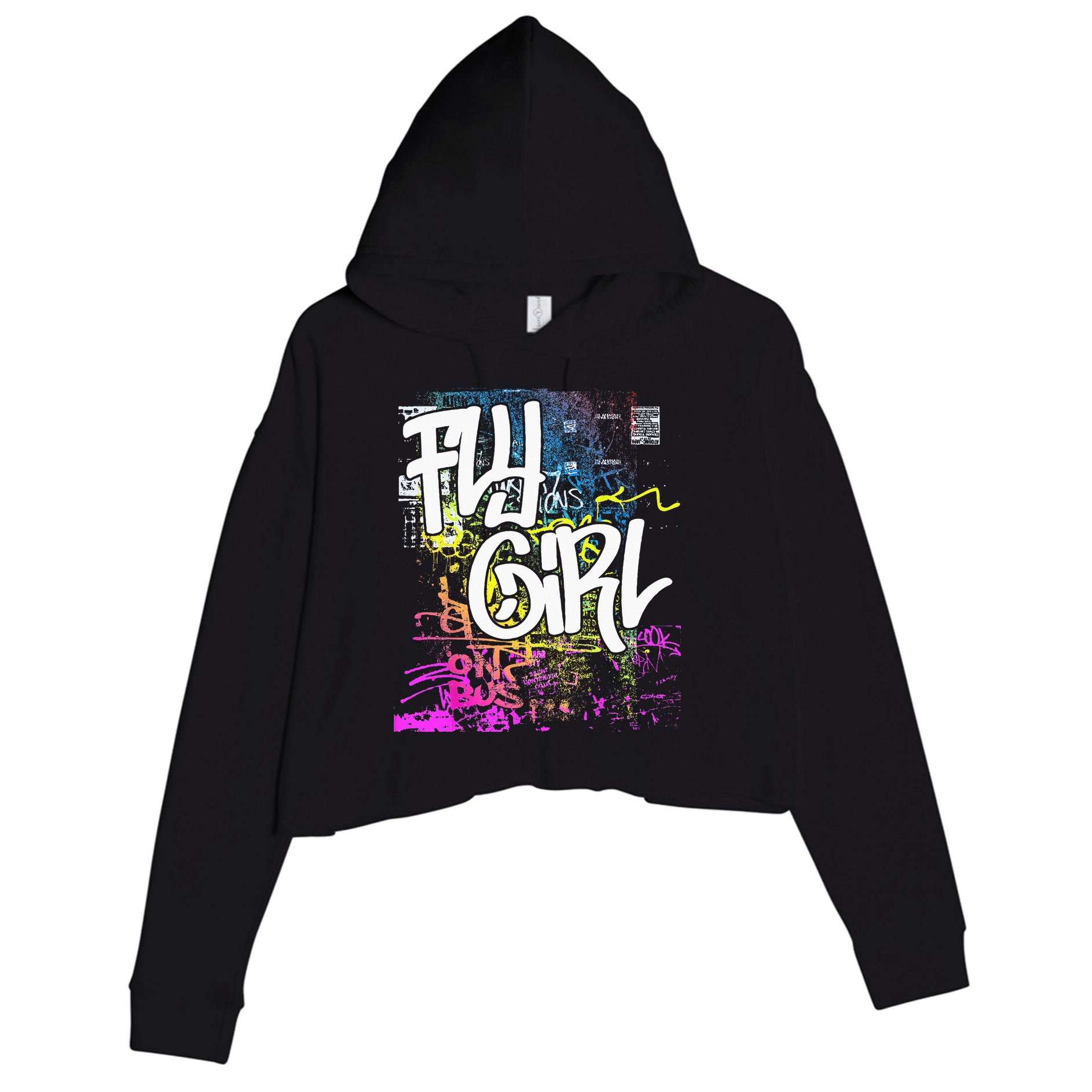 Fly Girl 80s 90s Rap BGirl Old School Hip Hop Graffiti Crop Fleece Hoodie