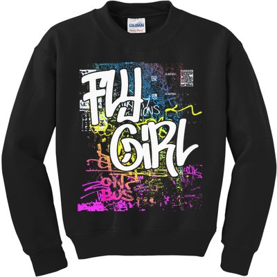 Fly Girl 80s 90s Rap BGirl Old School Hip Hop Graffiti Kids Sweatshirt