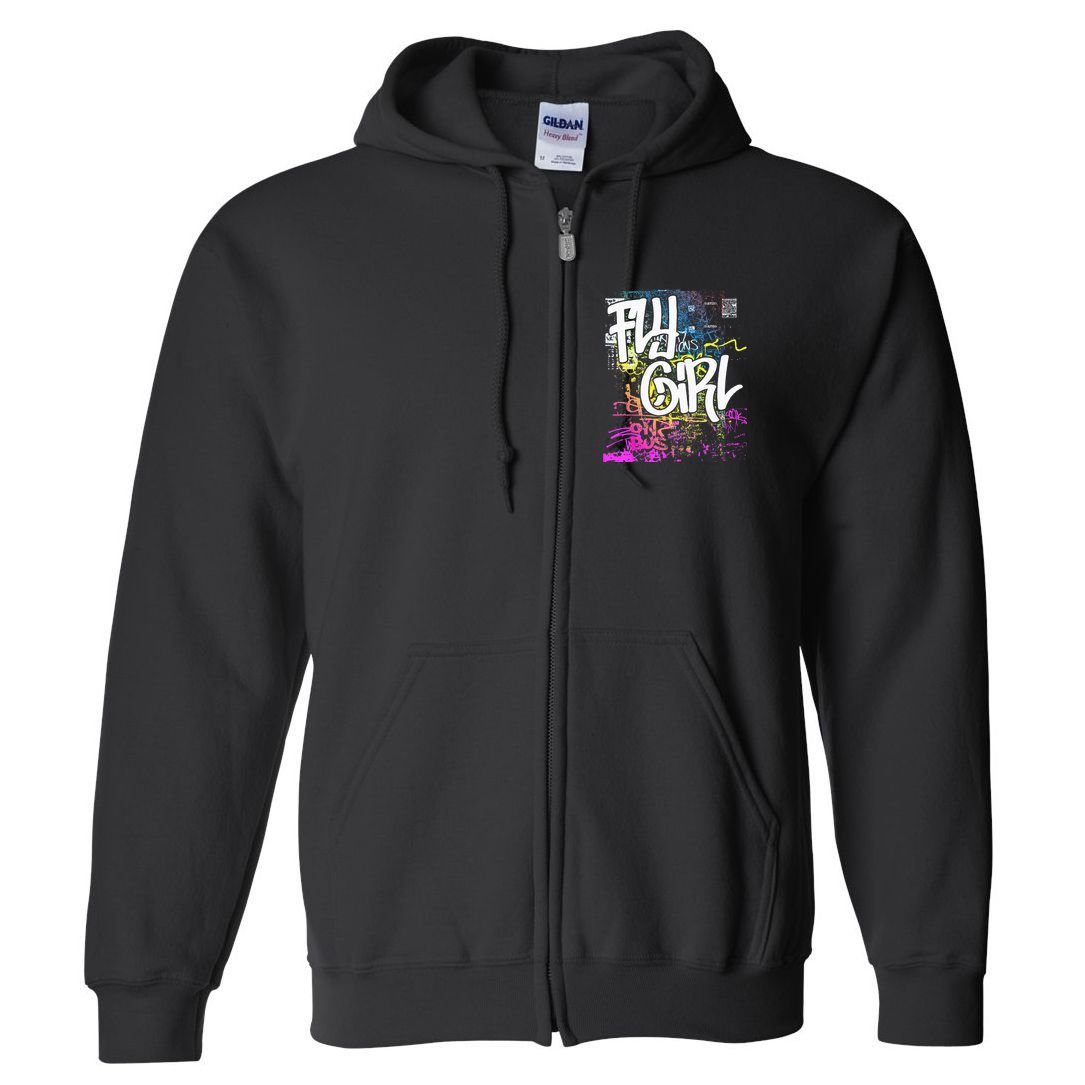 Fly Girl 80s 90s Rap BGirl Old School Hip Hop Graffiti Full Zip Hoodie