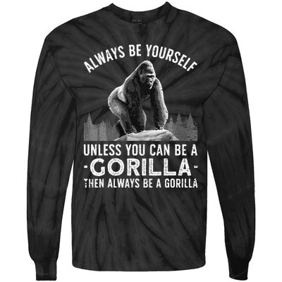 Funny Gorilla Art For Primate Animal Gorilla Lover Tie-Dye Long Sleeve Shirt