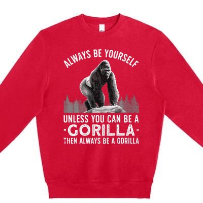 Funny Gorilla Art For Primate Animal Gorilla Lover Premium Crewneck Sweatshirt