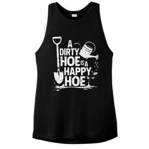 Funny Gardening A Dirty Hoe Is A Happy Hoe Sarcastic Humor Ladies PosiCharge Tri-Blend Wicking Tank