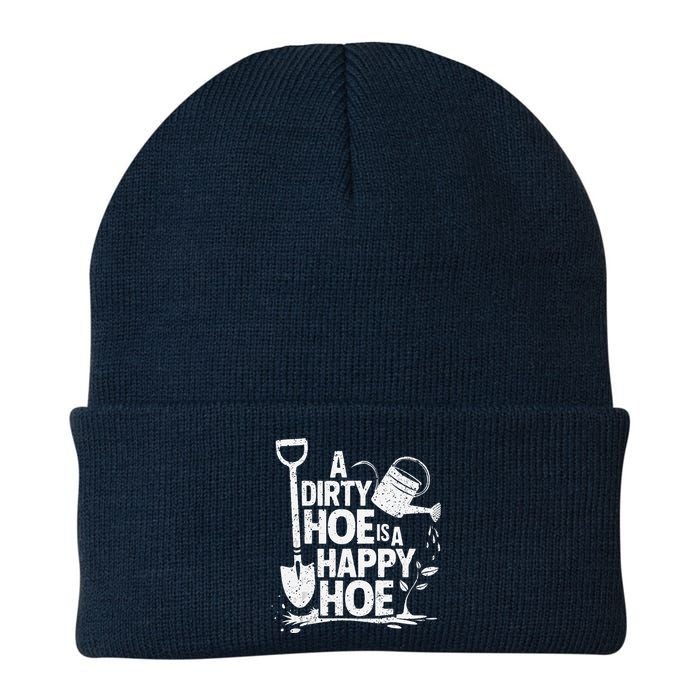 Funny Gardening A Dirty Hoe Is A Happy Hoe Sarcastic Humor Knit Cap Winter Beanie