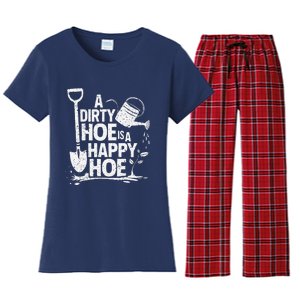 Funny Gardening A Dirty Hoe Is A Happy Hoe Sarcastic Humor Women's Flannel Pajama Set