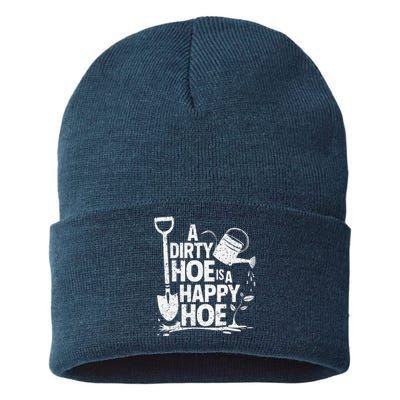 Funny Gardening A Dirty Hoe Is A Happy Hoe Sarcastic Humor Sustainable Knit Beanie