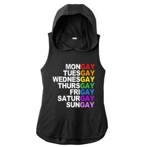 Funny Gay Agenda Mongay Tuesgay Lgbt Pride Lgbtq Awareness Gift Ladies PosiCharge Tri-Blend Wicking Draft Hoodie Tank