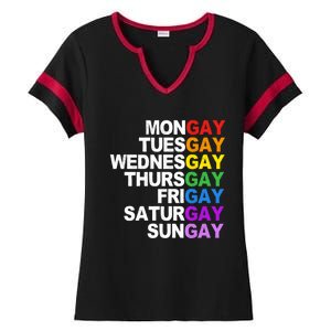 Funny Gay Agenda Mongay Tuesgay Lgbt Pride Lgbtq Awareness Gift Ladies Halftime Notch Neck Tee