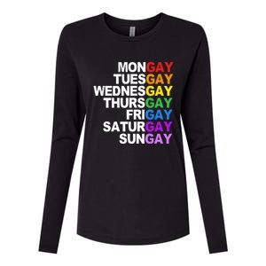 Funny Gay Agenda Mongay Tuesgay Lgbt Pride Lgbtq Awareness Gift Womens Cotton Relaxed Long Sleeve T-Shirt