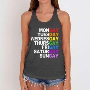 Funny Gay Agenda Mongay Tuesgay Lgbt Pride Lgbtq Awareness Gift Women's Knotted Racerback Tank