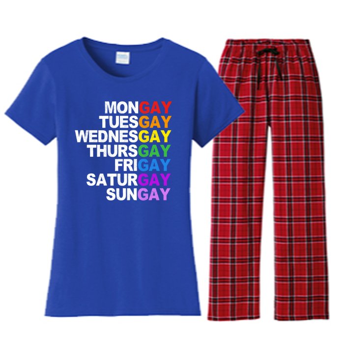 Funny Gay Agenda Mongay Tuesgay Lgbt Pride Lgbtq Awareness Gift Women's Flannel Pajama Set