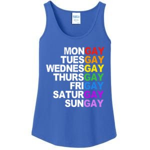 Funny Gay Agenda Mongay Tuesgay Lgbt Pride Lgbtq Awareness Gift Ladies Essential Tank