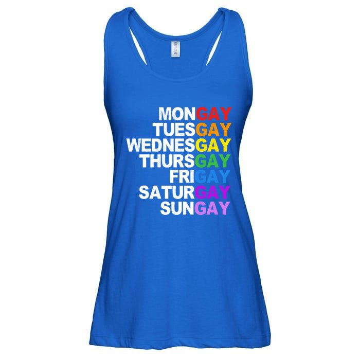 Funny Gay Agenda Mongay Tuesgay Lgbt Pride Lgbtq Awareness Gift Ladies Essential Flowy Tank