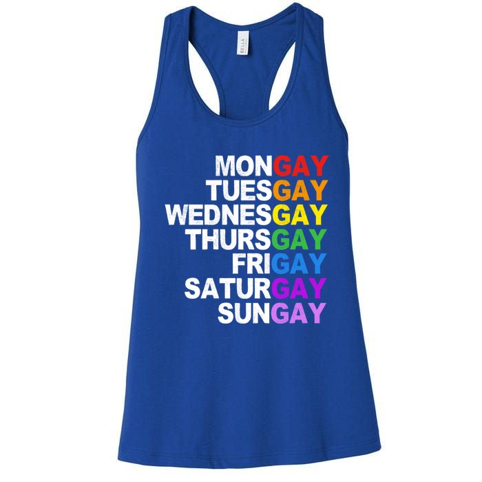 Funny Gay Agenda Mongay Tuesgay Lgbt Pride Lgbtq Awareness Gift Women's Racerback Tank