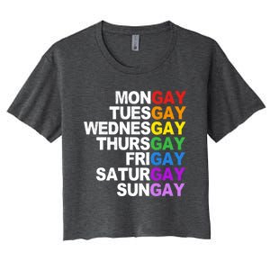 Funny Gay Agenda Mongay Tuesgay Lgbt Pride Lgbtq Awareness Gift Women's Crop Top Tee