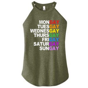 Funny Gay Agenda Mongay Tuesgay Lgbt Pride Lgbtq Awareness Gift Women's Perfect Tri Rocker Tank