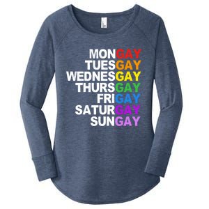 Funny Gay Agenda Mongay Tuesgay Lgbt Pride Lgbtq Awareness Gift Women's Perfect Tri Tunic Long Sleeve Shirt