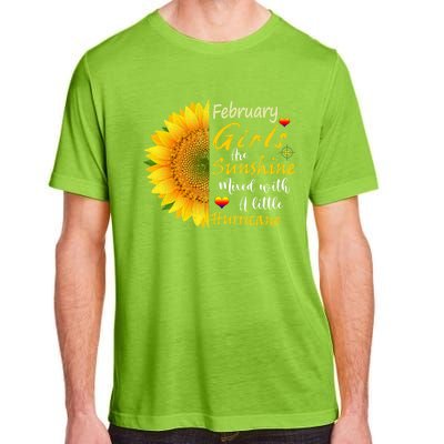 February Girls Are Sunshine Mixed Little Hurricane Sunflower Gift Adult ChromaSoft Performance T-Shirt