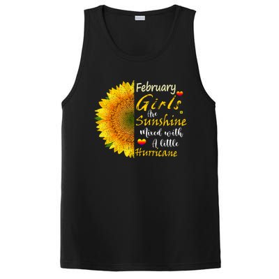 February Girls Are Sunshine Mixed Little Hurricane Sunflower Gift PosiCharge Competitor Tank