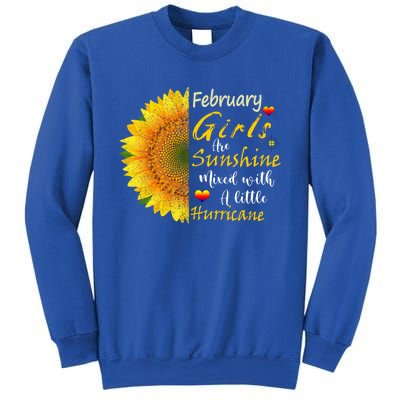 February Girls Are Sunshine Mixed Little Hurricane Sunflower Gift Sweatshirt