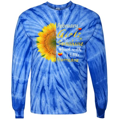 February Girls Are Sunshine Mixed Little Hurricane Sunflower Gift Tie-Dye Long Sleeve Shirt