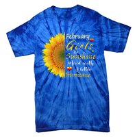 February Girls Are Sunshine Mixed Little Hurricane Sunflower Gift Tie-Dye T-Shirt